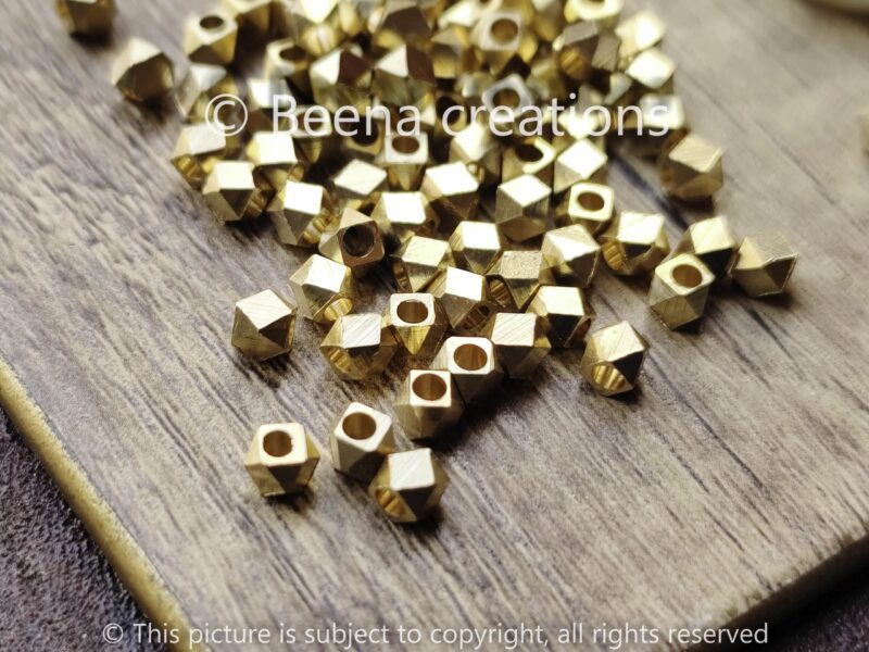 4MM Diamond cut Brass beads