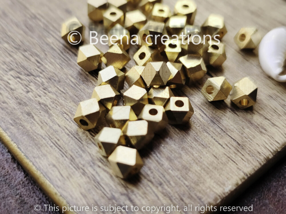 5MM Diamond cut Brass beads