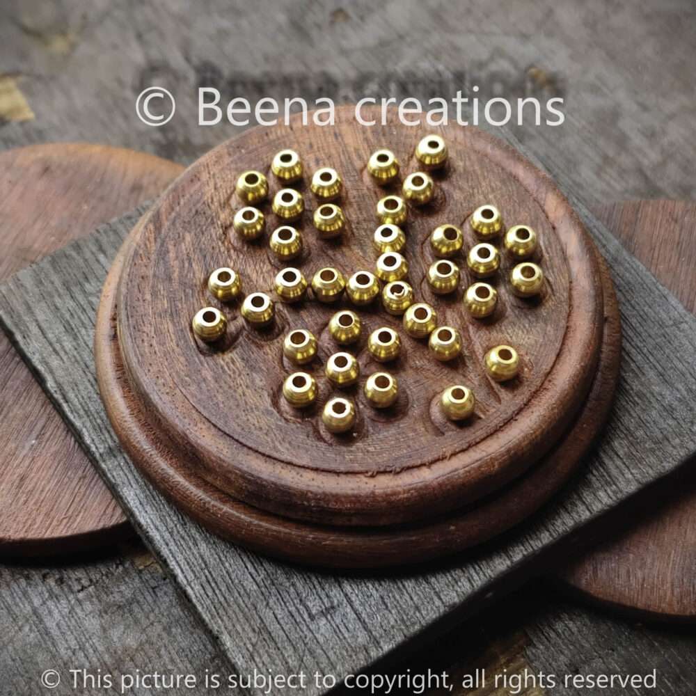 4MM Round Brass beads, available in Brass and Silver filled.
