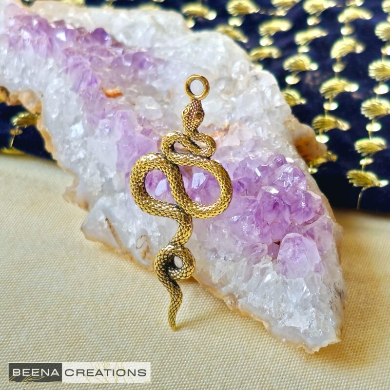 Brass snake Charm pendent, Brass Charms, 55X23mm , SK33