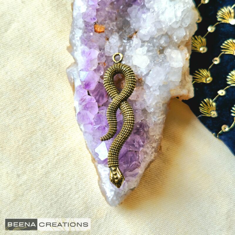 Brass snake Charm pendent, Brass Charms, 58X15mm , SK34