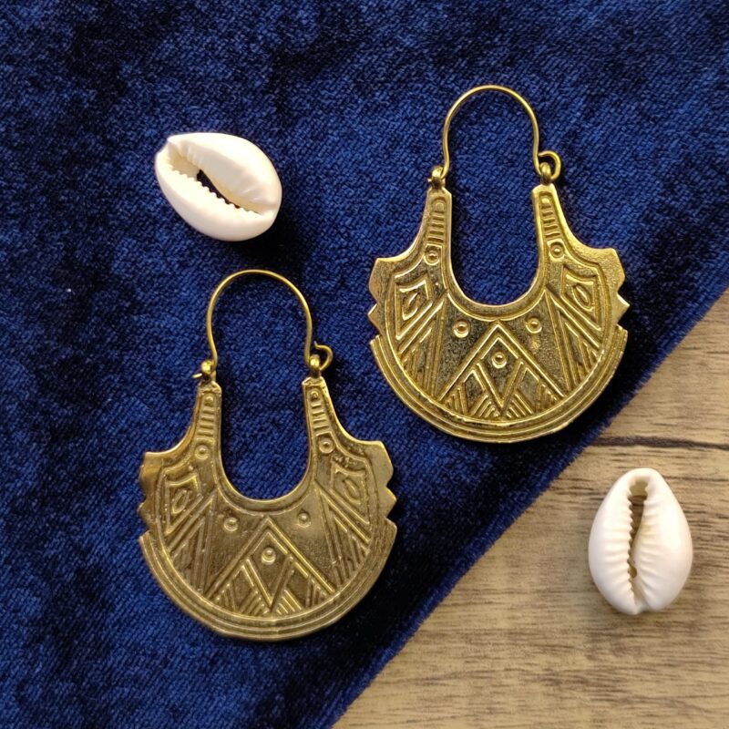 Brass Earrings, Texture Earrings