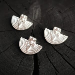 Tribal Fan-Shaped Brass Charm - Silver filled, *6 pieces