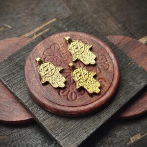 Brass Hamsa Hand Charm - Brass, 50 grams - 18 pieces