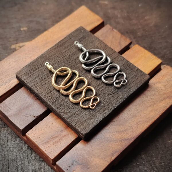 Brass snake Charm pendent, Brass Charms, 46x21mm , SK16