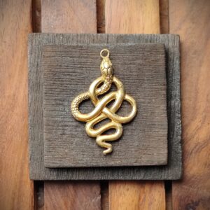 Brass snake Charm pendent, Brass Charms, 30X19mm , SK24 - 1 Piece