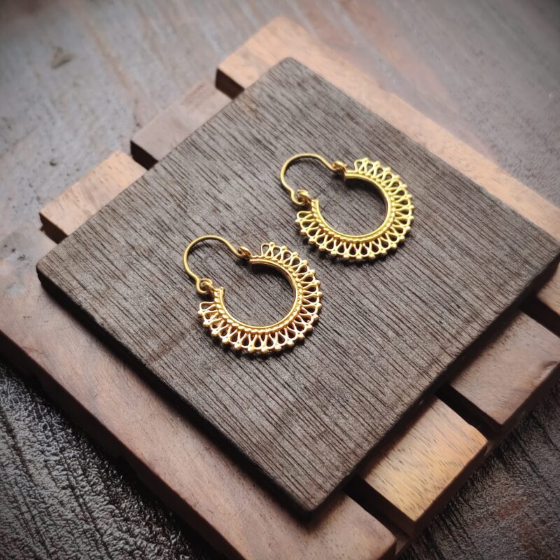 Brass Earrings, Round Earring
