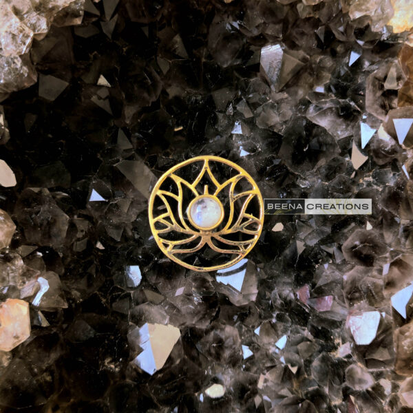Moonstone Lotus Stone Brass Charm, Brass Charms, Stone charms, Brass Charms for macrame, Brass Charms for Macrame and Jewelry Making BN2