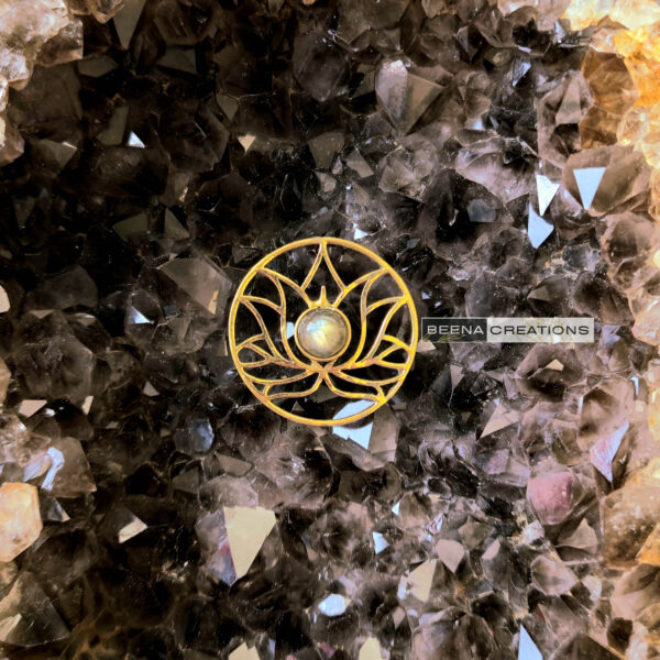 Labradorite Lotus Stone Brass Charm, Brass Charms, Stone charms, Brass Charms for macrame, Brass Charms for Macrame and Jewelry Making BN2