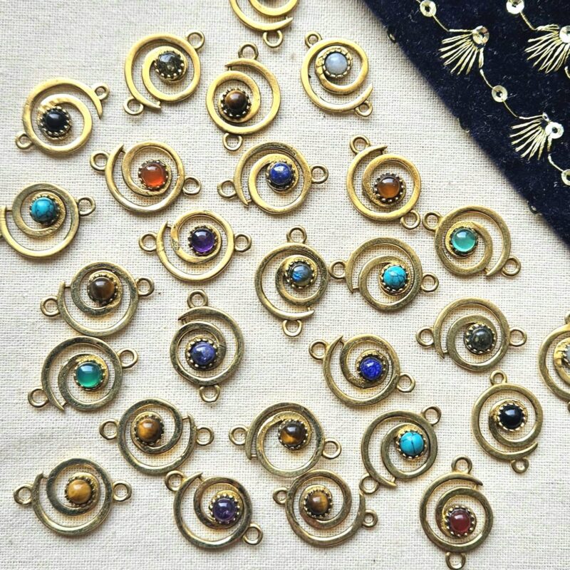 Spiral Brass Connector with Natural Stone