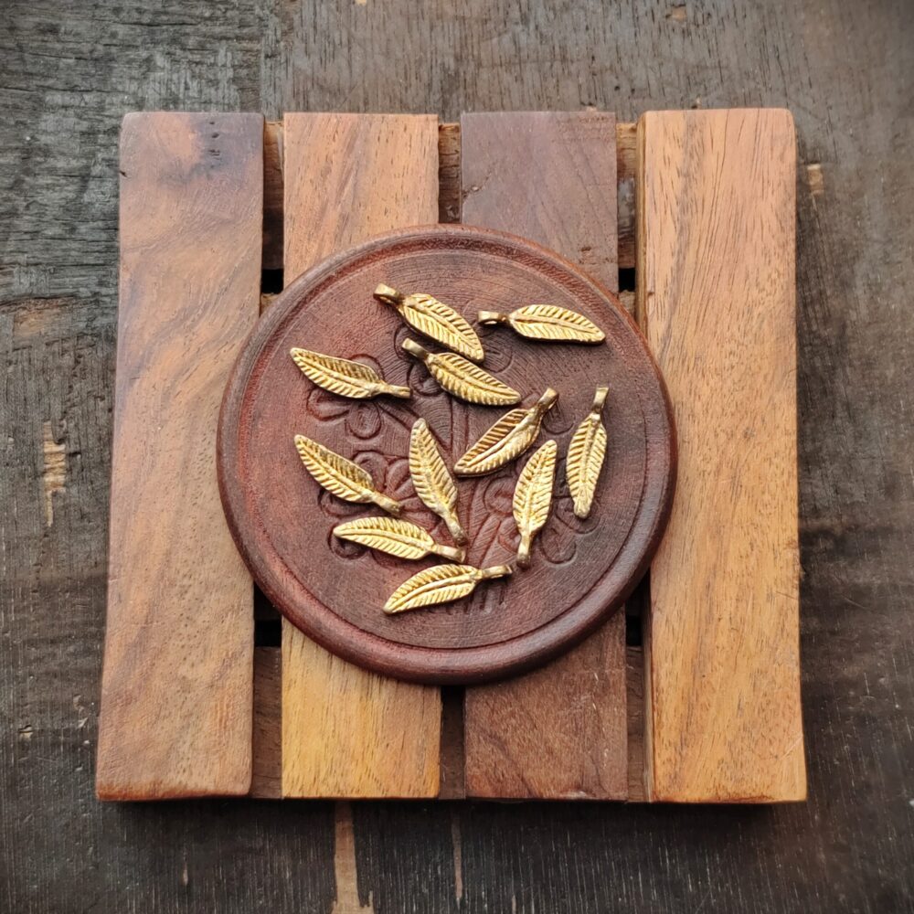 Leaf Brass charms, Available in Brass and Silver filled, 20*7mm, Z79