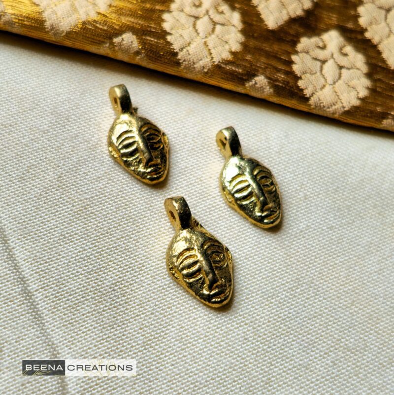 Tribal Face Brass Charms For Macrame Making