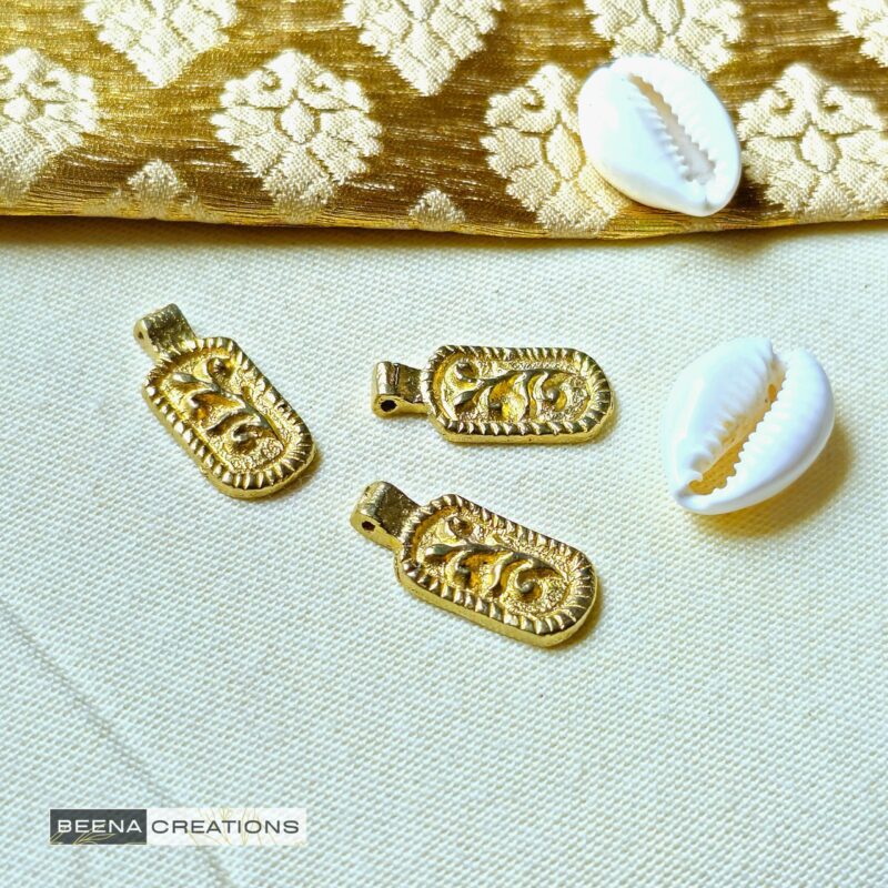 Engraved Rectangular Brass Charms For Macrame And Jewelry Making