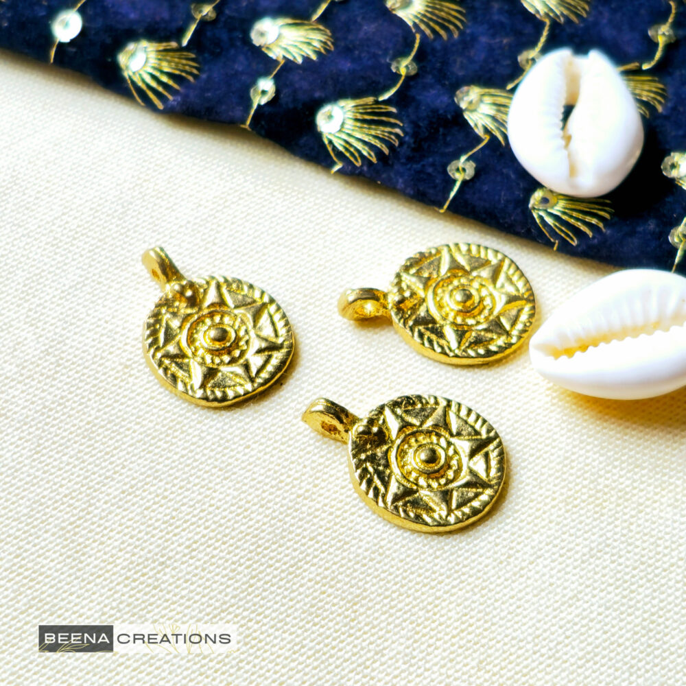 Sunburst Round Brass Charms