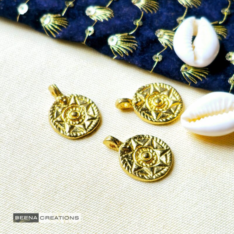 Sunburst Round Brass Charms