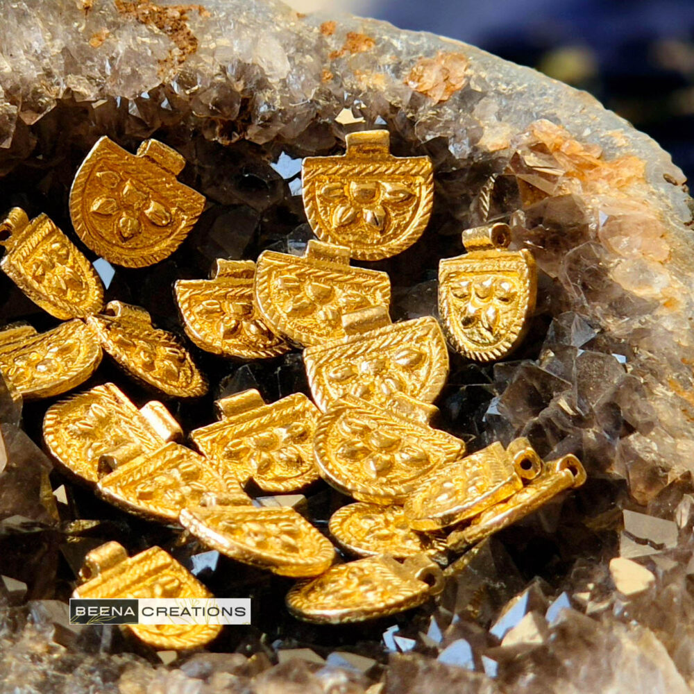 Half Moon Floral Brass Charms