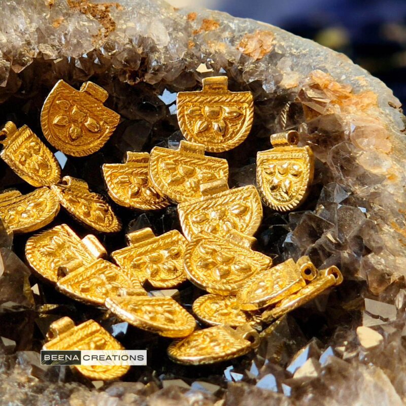 Half Moon Floral Brass Charms