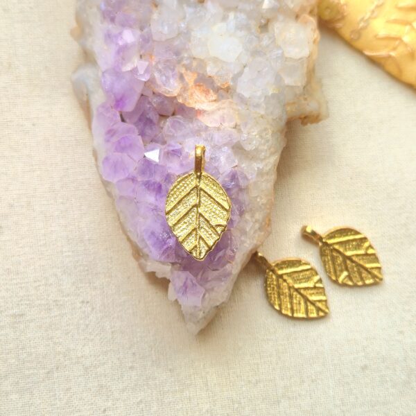 Feather Leaf Brass Charms - Image 4