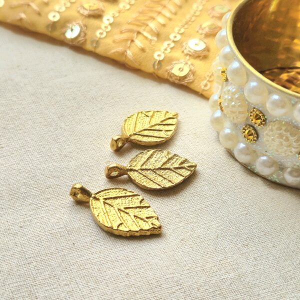 Feather Leaf Brass Charms - Image 3