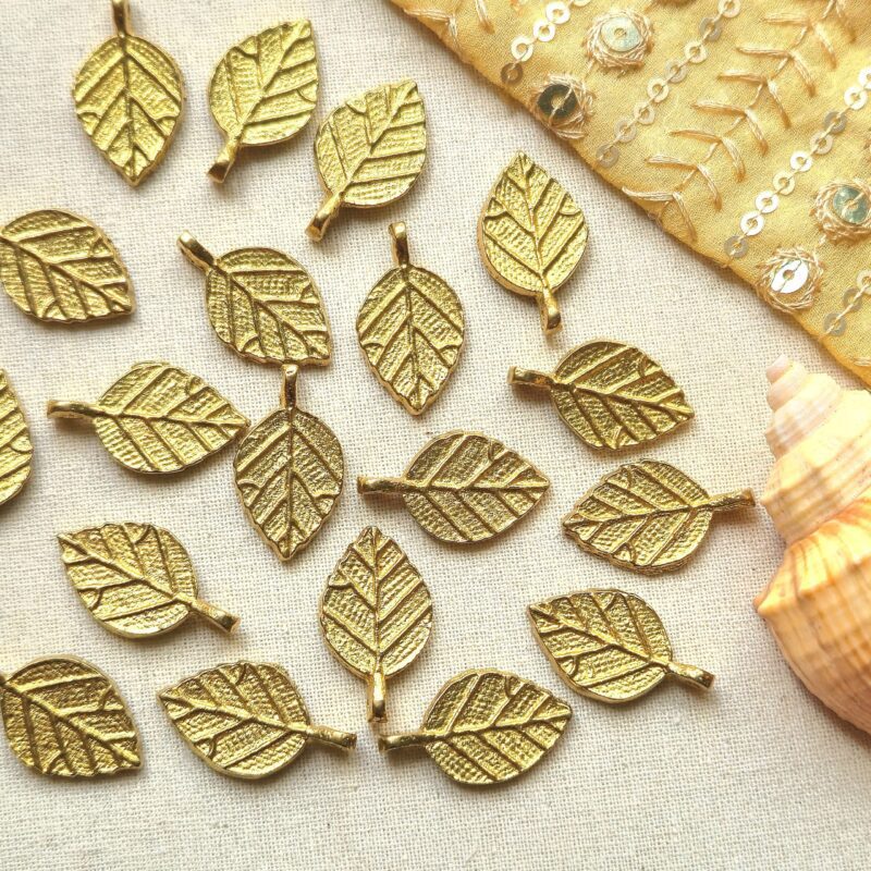 Feather Leaf Brass Charms