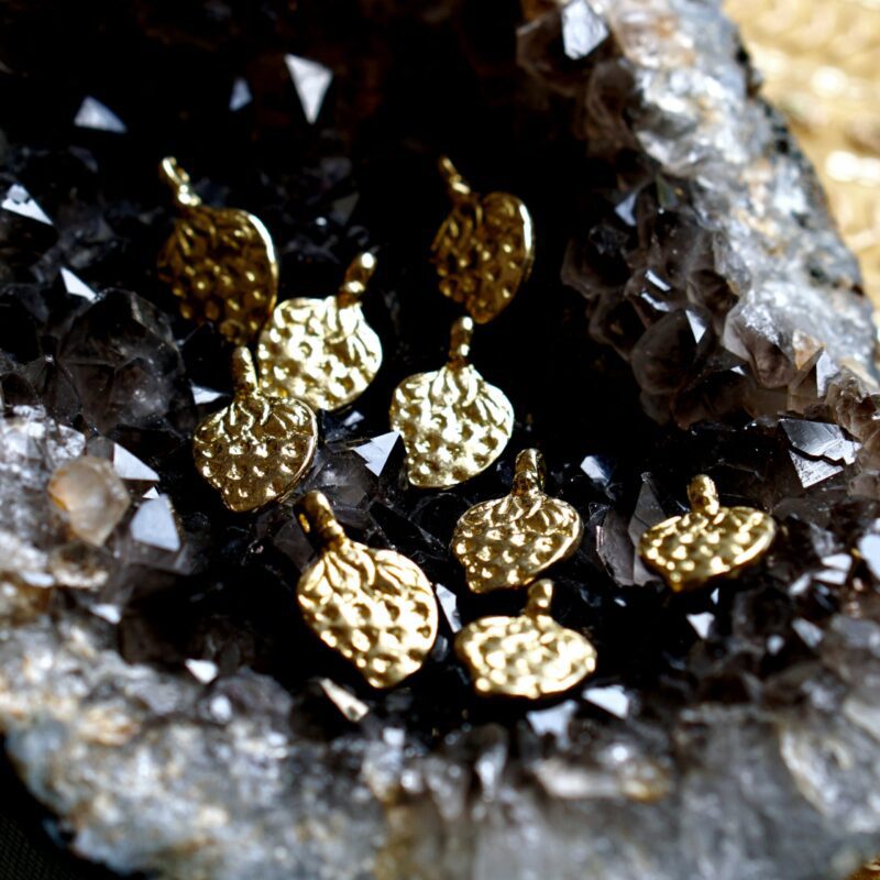 Textured Leaf Brass Charms