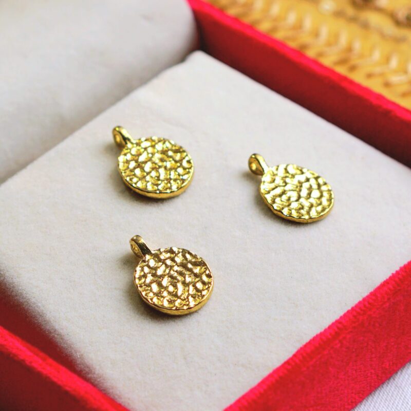 Pebbled Brass Disc Charms - Z184
