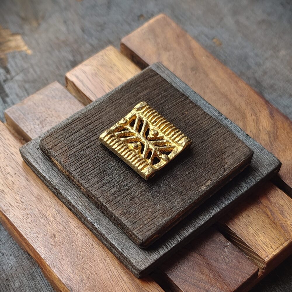 Square Brass Tribal Charm – Geometric Macrame Connector, Ethnic Jewelry Supply