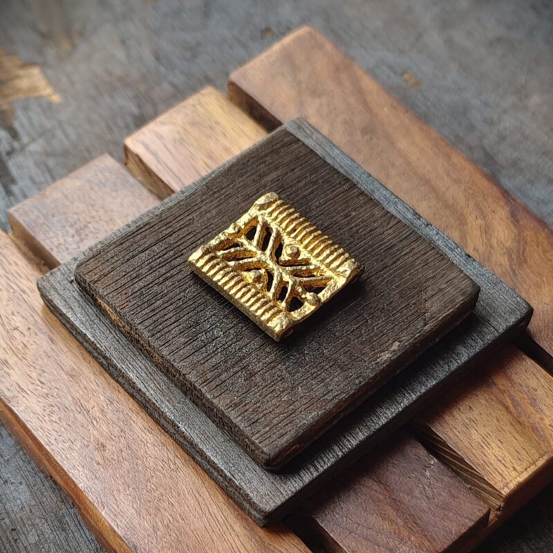 Square Brass Tribal Charm – Geometric Macrame Connector, Ethnic Jewelry Supply