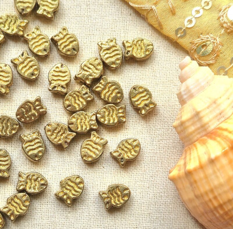 Miniature Fish Brass Beads
