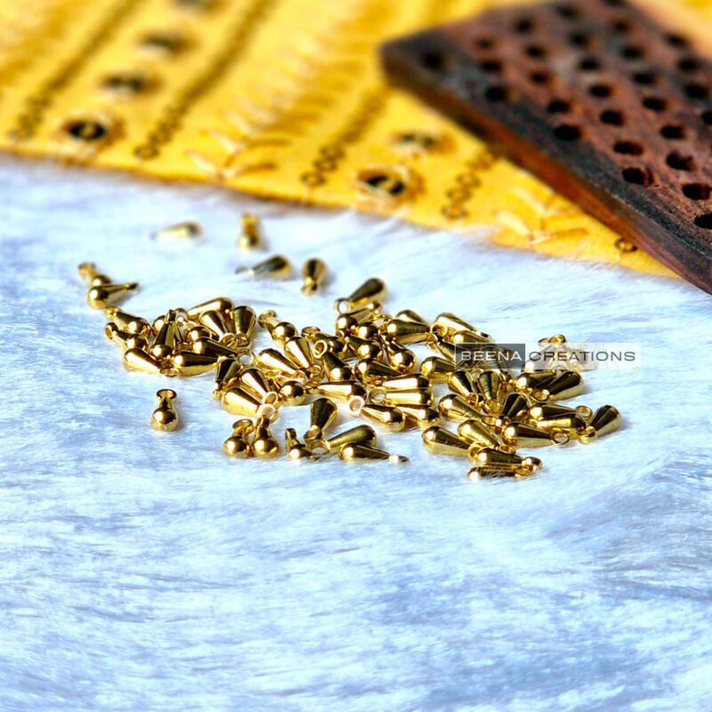 6 MM Tiny Brass Teardrop Beads - A114