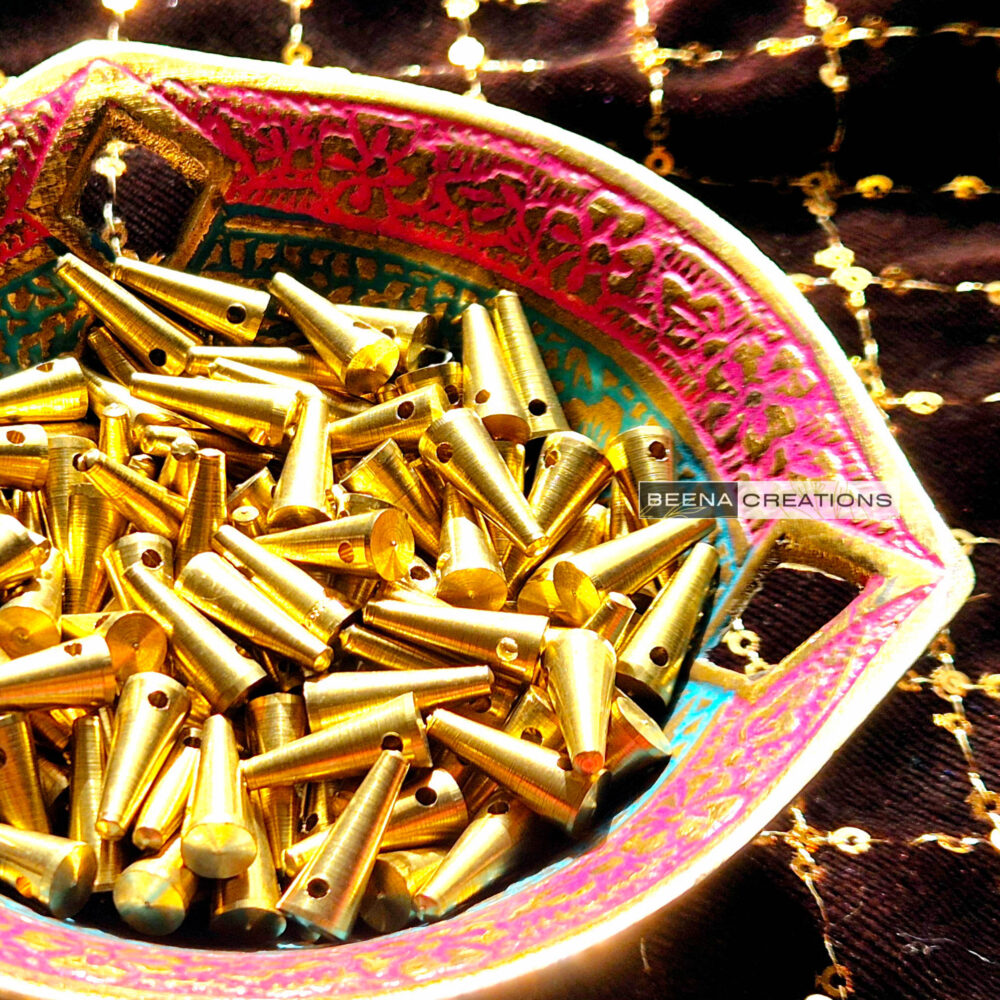 15 MM Long Cone Brass Beads