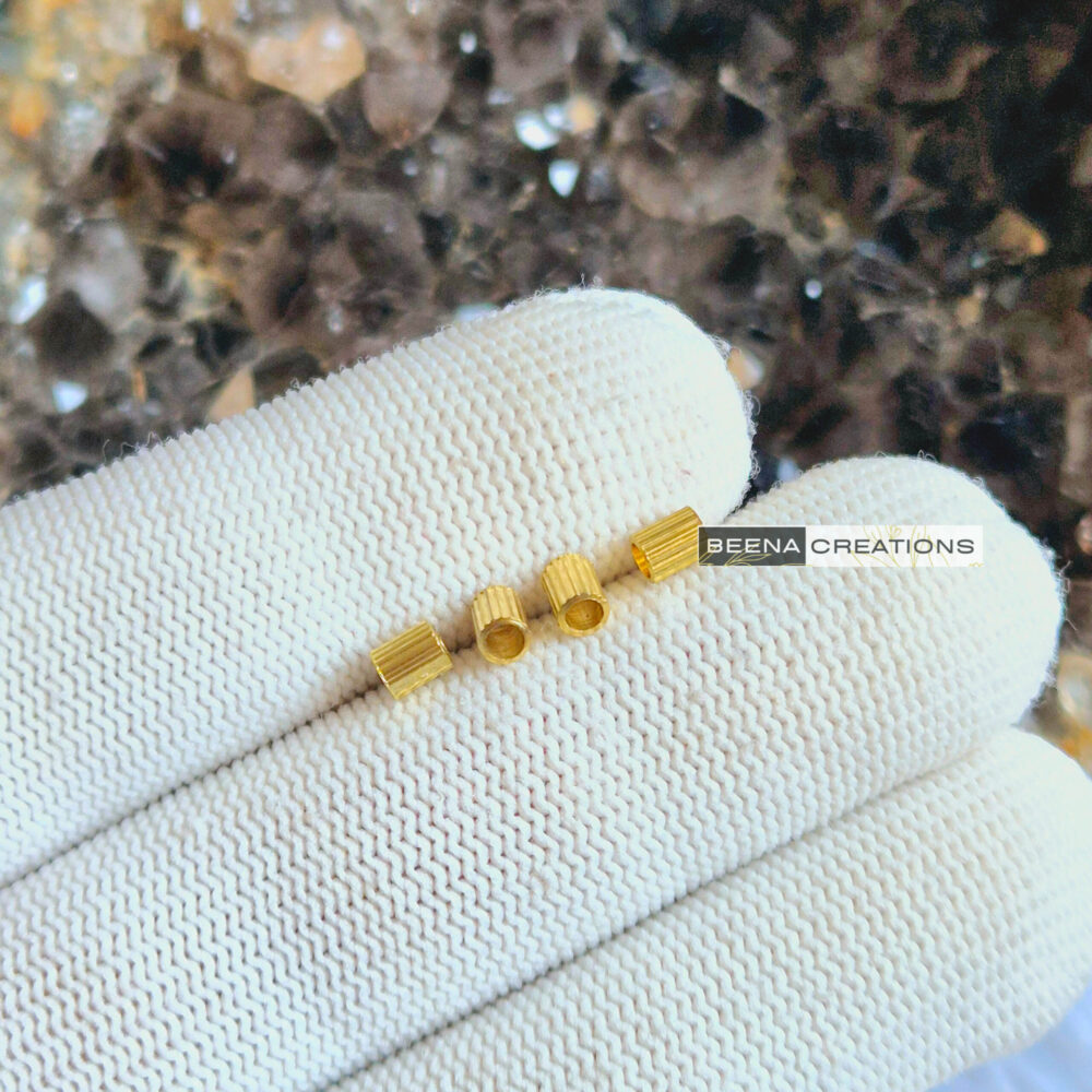 4 MM Fluted Brass Cylinder Beads - A127