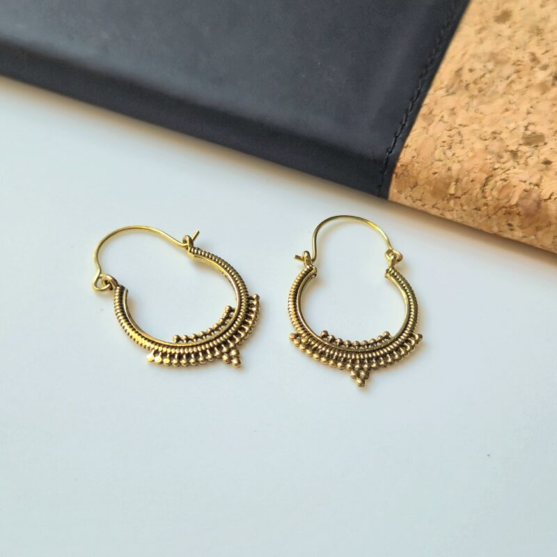 Beaded Crescent Boho Earrings