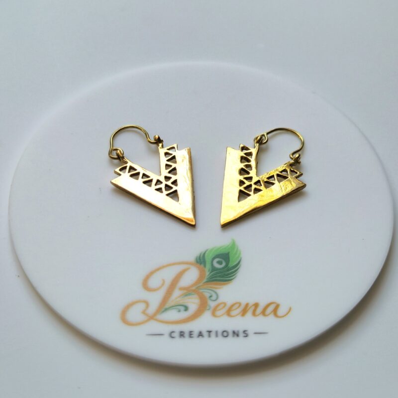Geometric Arrow Brass Earrings