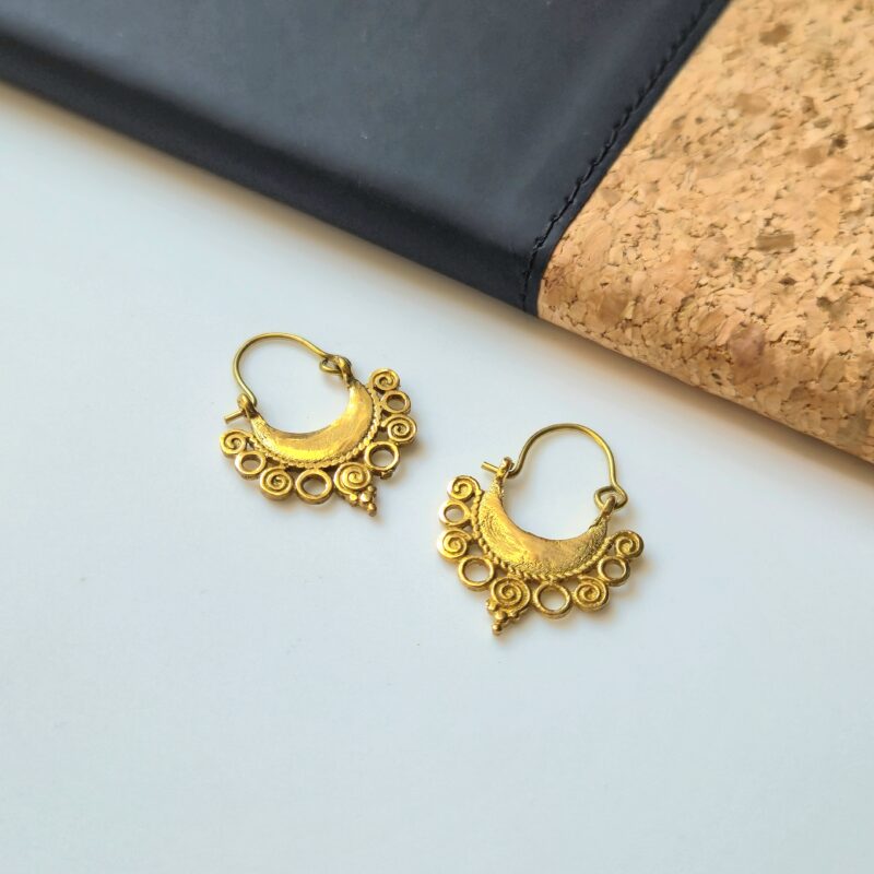 Celestial Spiral Brass Hoop Earrings