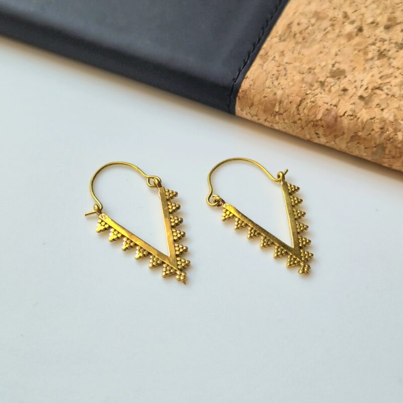 Chevron Fringe Brass Earrings