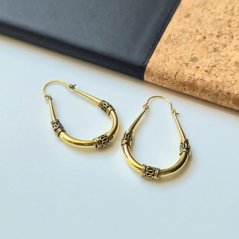Tapered Horseshoe Brass Hoop Earrings