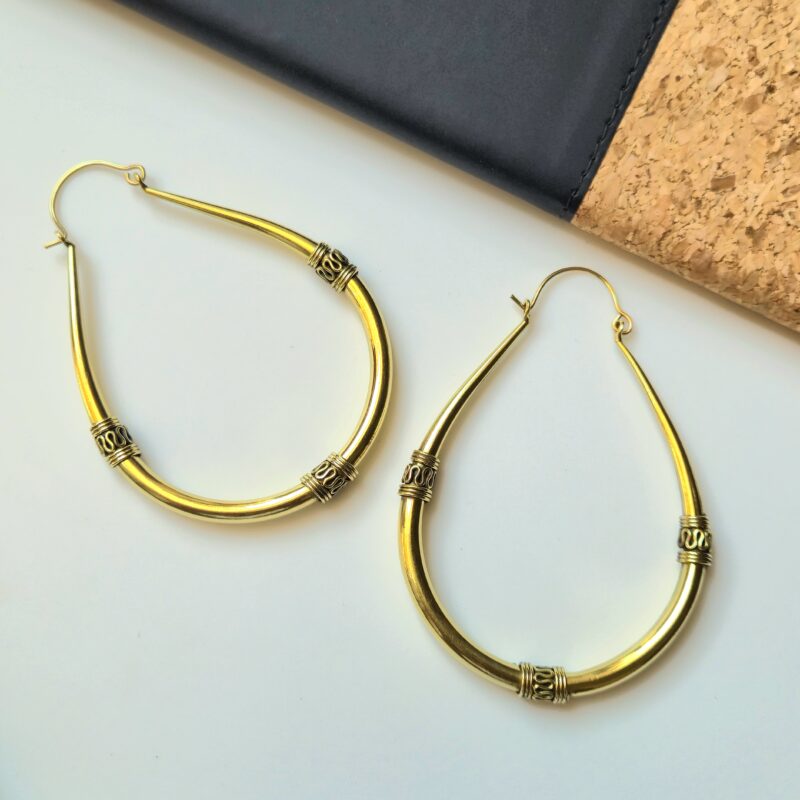 75X61mm Tapered Horseshoe Brass Hoop Earrings