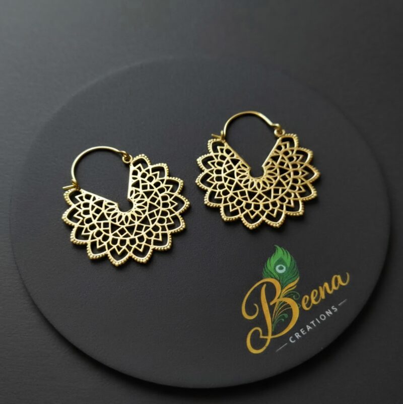 Mandala Lace Brass Earrings