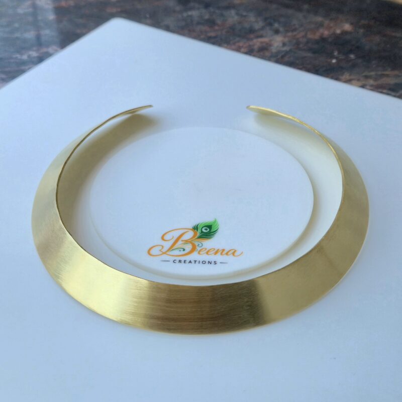 Round Minimalist Brass Choker Necklace