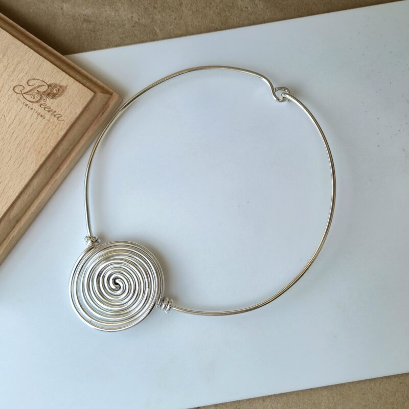 Silver Filled Spiral Statement Choker Necklace